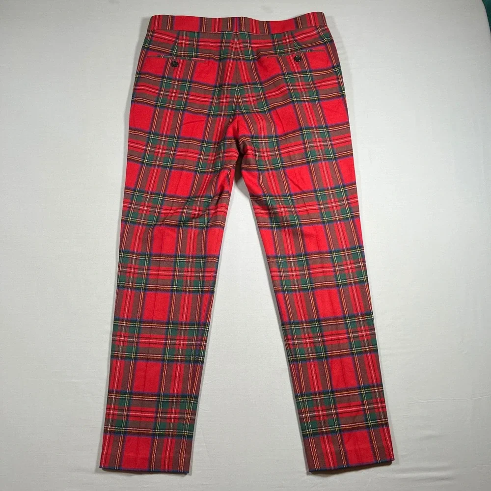 J.Crew Ludlow Slim Red Stewart Tartan Plaid Tuxedo Dress Pants Mens 32x30 AR106